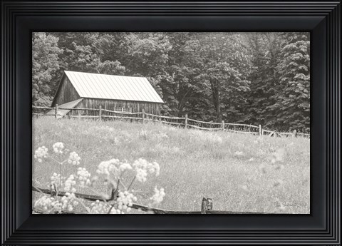 Framed Summer Farm I BW Print