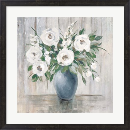 Framed Gray Barn Floral Light Print