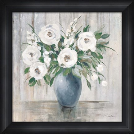 Framed Gray Barn Floral Light Print