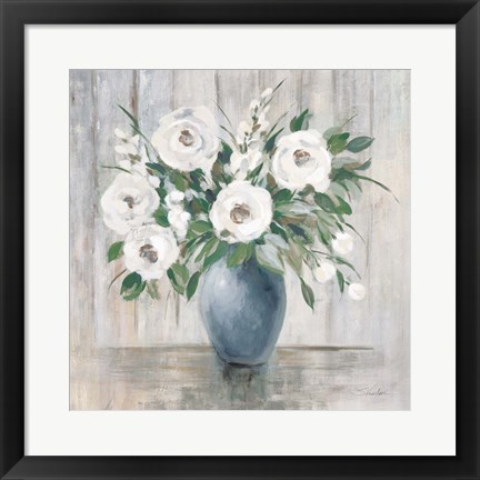 Framed Gray Barn Floral Light Print