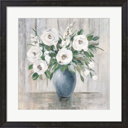 Framed Gray Barn Floral Light Print