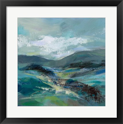 Framed Turquoise Slopes I Print