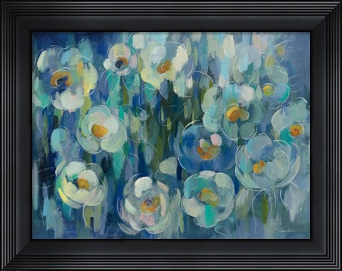 Framed Pretty Blue Floral Print