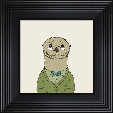 Framed Otter on Cream Print