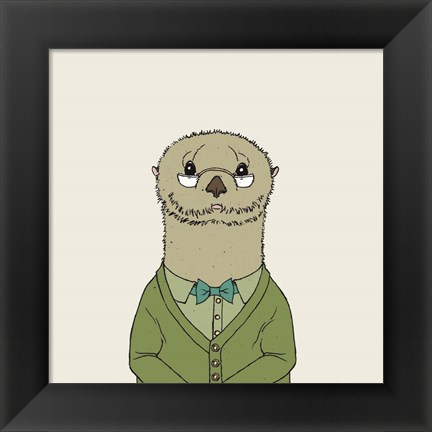 Framed Otter on Cream Print