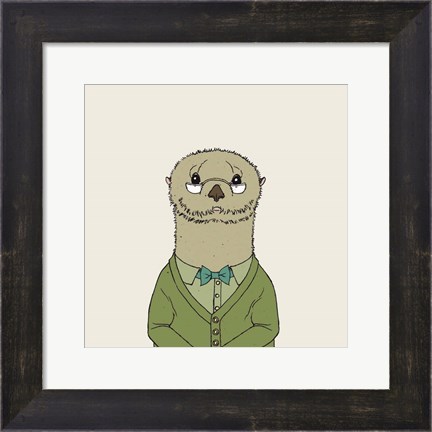 Framed Otter on Cream Print
