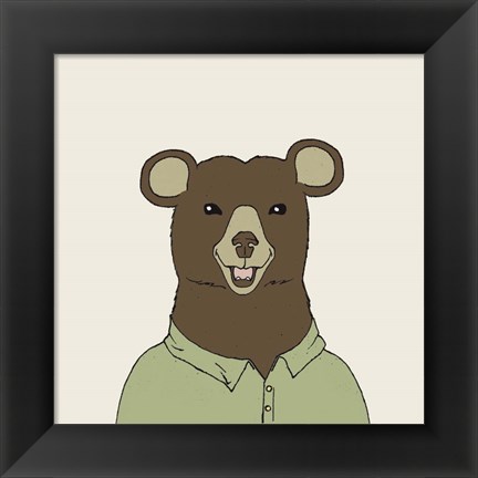 Framed Bear on Cream Print