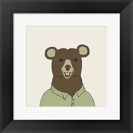 Framed Bear on Cream Print