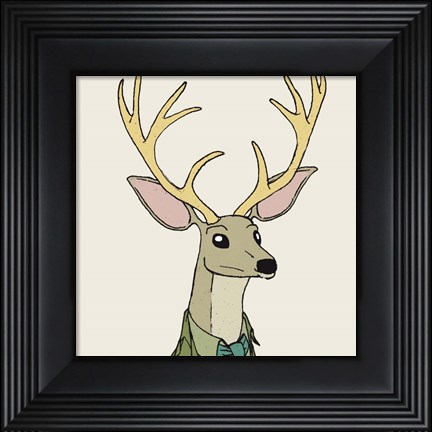 Framed Deer on Cream Print