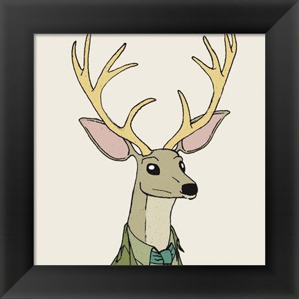 Framed Deer on Cream Print