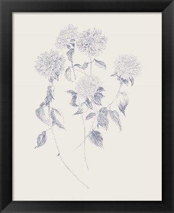 Framed Flowers on White V Blue Print