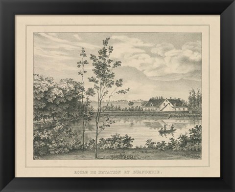 Framed French Park Etching I Print