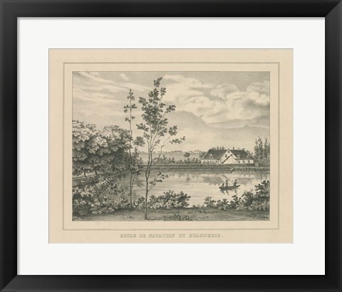 Framed French Park Etching I Print