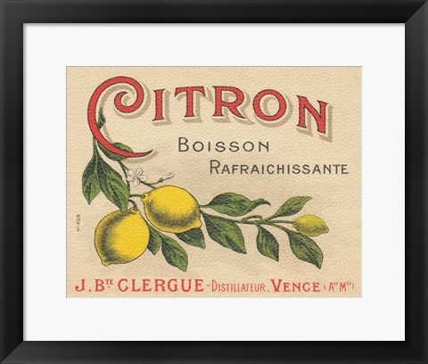 Framed Lemon Label Print