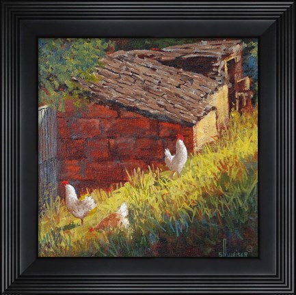 Framed Chickens Print