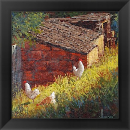 Framed Chickens Print