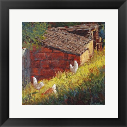 Framed Chickens Print