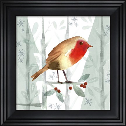 Framed Christmas Hinterland III-Robin Print