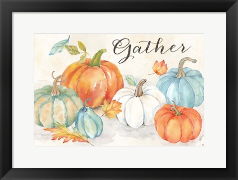 Framed Pumpkin Patch Landscape Sentiment Print