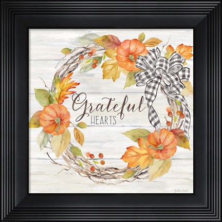 Framed Pumpkin Patch Wreath II-Grateful Print