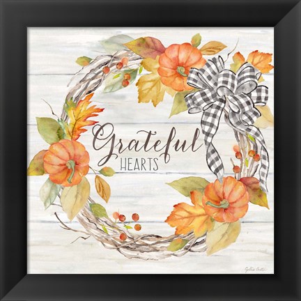 Framed Pumpkin Patch Wreath II-Grateful Print