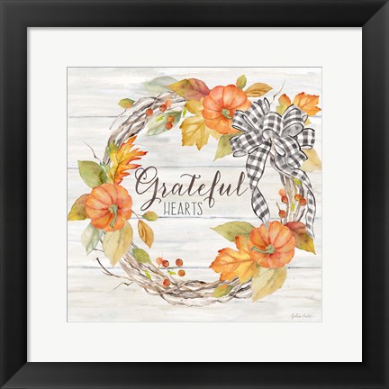 Framed Pumpkin Patch Wreath II-Grateful Print