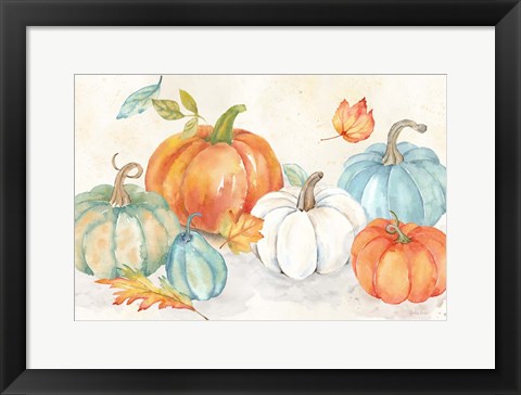 Framed Pumpkin Patch Landscape Print