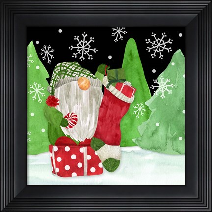 Framed Gnome for Christmas IV-Gnome Stocking Print