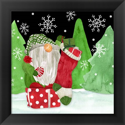 Framed Gnome for Christmas IV-Gnome Stocking Print