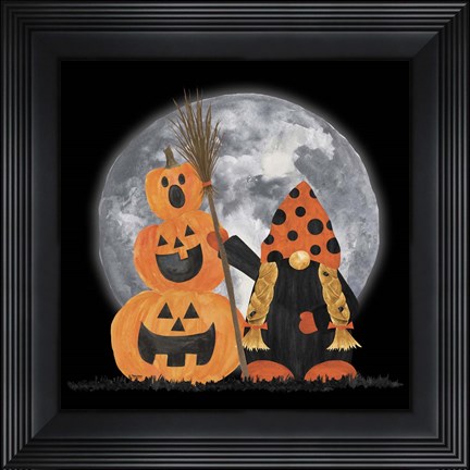 Framed Gnomes of Halloween III-Broomstick Print