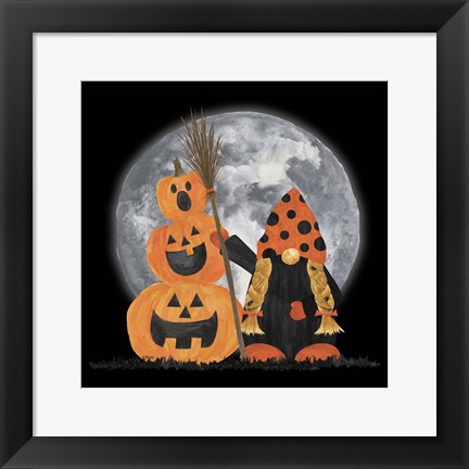 Framed Gnomes of Halloween III-Broomstick Print