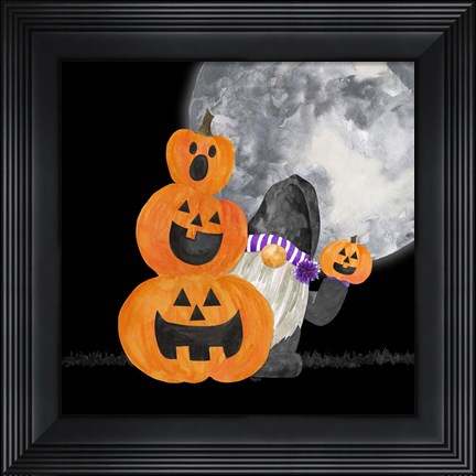 Framed Gnomes of Halloween V-Pumpkins Print