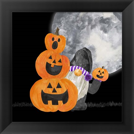 Framed Gnomes of Halloween V-Pumpkins Print