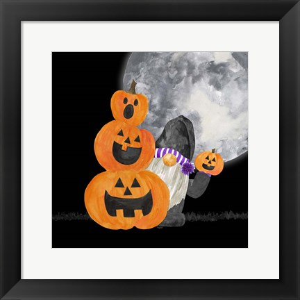 Framed Gnomes of Halloween V-Pumpkins Print