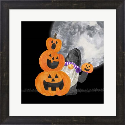 Framed Gnomes of Halloween V-Pumpkins Print