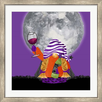 Framed Gnomes of Halloween VI-Wine Print