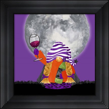 Framed Gnomes of Halloween VI-Wine Print