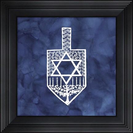 Framed Festival of Lights Blue I-Dreidel Print