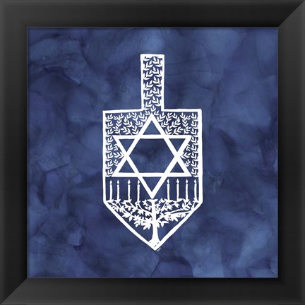 Framed Festival of Lights Blue I-Dreidel Print