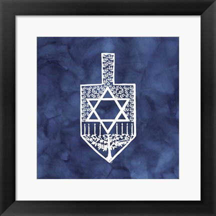 Framed Festival of Lights Blue I-Dreidel Print