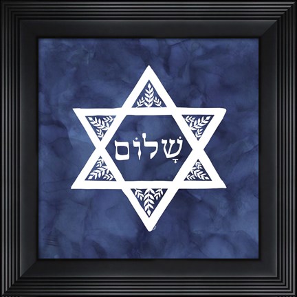 Framed Festival of Lights Blue VI-Star of David Print