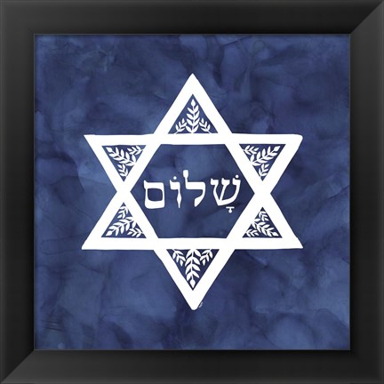 Framed Festival of Lights Blue VI-Star of David Print