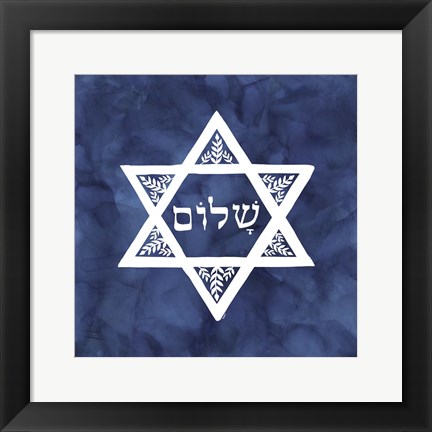 Framed Festival of Lights Blue VI-Star of David Print