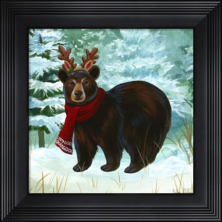 Framed Winterscape I-Bear Print