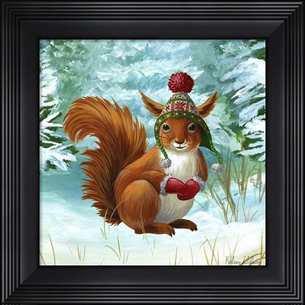 Framed Winterscape IV-Squirrel Print