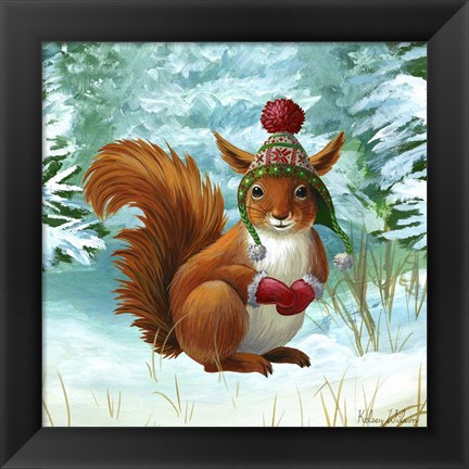 Framed Winterscape IV-Squirrel Print