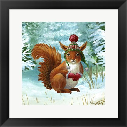 Framed Winterscape IV-Squirrel Print