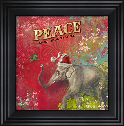 Framed Colorful Christmas I-Elephant Peace Print