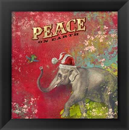 Framed Colorful Christmas I-Elephant Peace Print