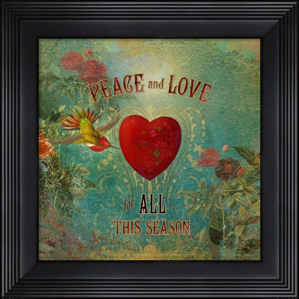 Framed Colorful Christmas VII-Peace &amp; Love Print